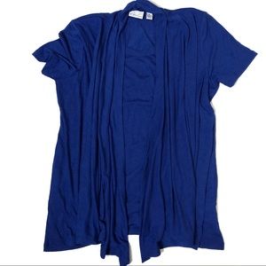 KIM ROGERS Drape Front Tee Shirt NWT Top Short Sleeves Slub Knit Blue Medium